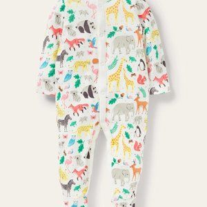Baby Boden Printed Sleepsuit Ivory Global Animals 0-3